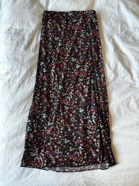 Womens vintage y2k floral side slit midi skirt XS